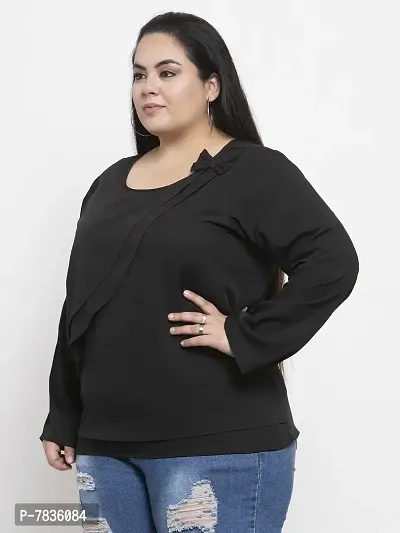 Contemporary Black Crepe Solid Casual Tops For Women