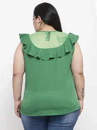 Contemporary Green Crepe Solid Casual Tops For Women-thumb1