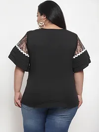 Contemporary Black Crepe Solid Casual Tops For Women-thumb2