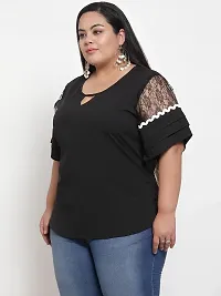 Contemporary Black Crepe Solid Casual Tops For Women-thumb1