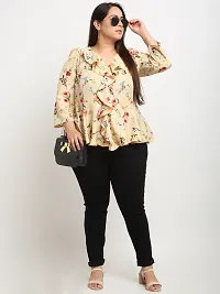 Contemporary Yellow Crepe Printed Casual Tops For Women-thumb2