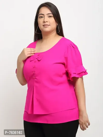 Contemporary Pink Crepe Solid Casual Tops For Women