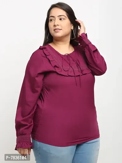 Contemporary Maroon Crepe Solid Casual Tops For Women