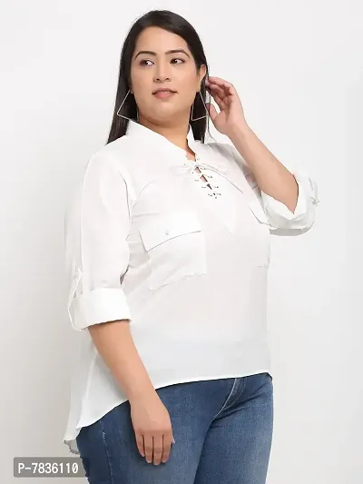 Contemporary White Crepe Solid Casual Tops For Women