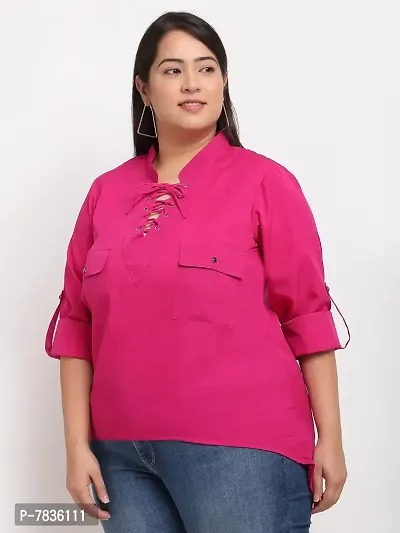 Contemporary Pink Crepe Solid Casual Tops For Women