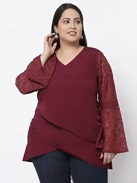 Contemporary Maroon Crepe Solid Casual Tops For Women-thumb4
