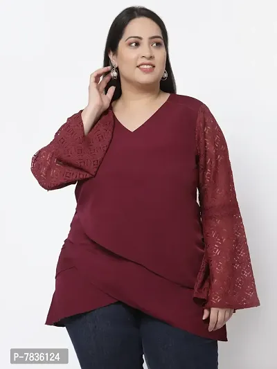 Contemporary Maroon Crepe Solid Casual Tops For Women-thumb5