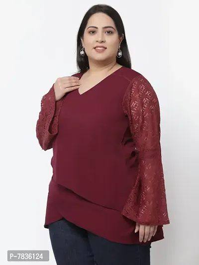 Contemporary Maroon Crepe Solid Casual Tops For Women-thumb0