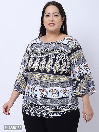 Contemporary Multicoloured Crepe Printed Casual Tops For Women-thumb0