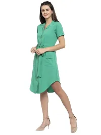 Women Crepe Solid Knee Length Fit And Flare Dress-thumb1