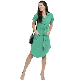 Women Crepe Solid Knee Length Fit And Flare Dress-thumb3