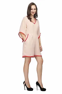 Women Georgette Solid Knee Length Fit And Flare Dress-thumb4