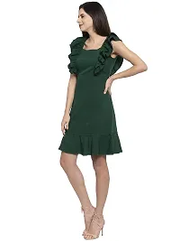 Women Crepe Solid Knee Length Fit And Flare Dress-thumb1