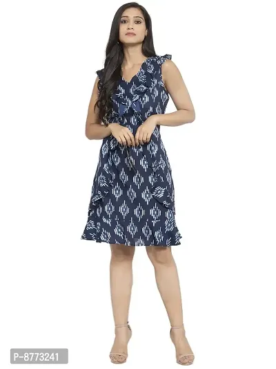 Women Crepe Printed Knee Length Fit And Flare Dress