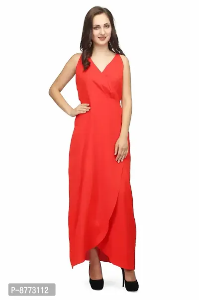 Women Georgette Solid Maxi Length Fit And Flare Dress