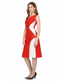 Women Crepe Solid Knee Length Fit And Flare Dress-thumb1