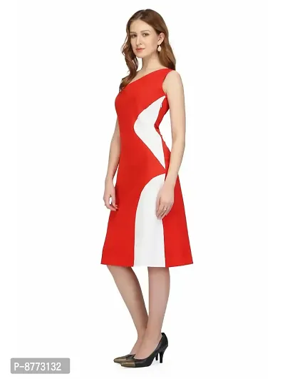 Women Crepe Solid Knee Length Fit And Flare Dress-thumb2