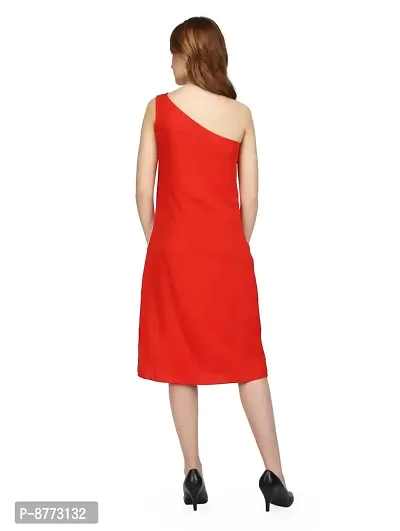 Women Crepe Solid Knee Length Fit And Flare Dress-thumb3