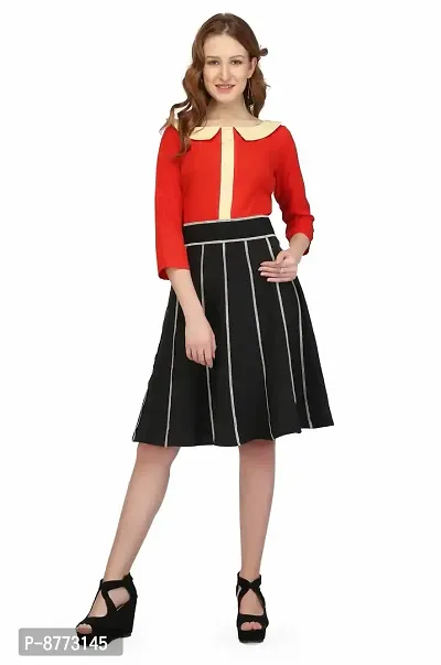 Women Crepe Solid Knee Length Fit And Flare Dress-thumb0