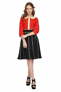 Women Crepe Solid Knee Length Fit And Flare Dress-thumb4