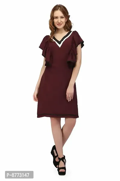 Women Crepe Solid Knee Length Fit And Flare Dress