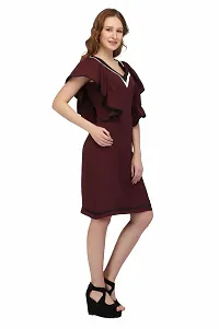 Women Crepe Solid Knee Length Fit And Flare Dress-thumb1