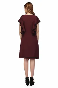 Women Crepe Solid Knee Length Fit And Flare Dress-thumb2