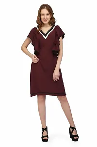 Women Crepe Solid Knee Length Fit And Flare Dress-thumb4