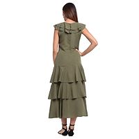 Women Crepe Solid Maxi Length Fit And Flare Dress-thumb4