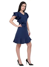 Women Crepe Solid Knee Length Fit And Flare Dress-thumb4