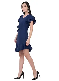 Women Crepe Solid Knee Length Fit And Flare Dress-thumb1