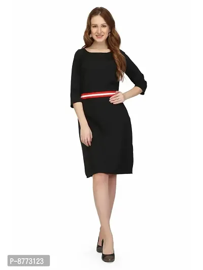 Women Crepe Solid Knee Length Fit And Flare Dress
