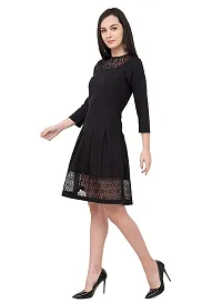 Women Crepe Solid Knee Length Fit And Flare Dress-thumb1