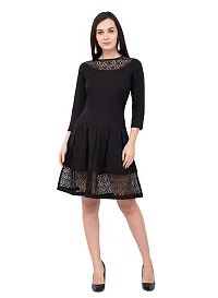 Women Crepe Solid Knee Length Fit And Flare Dress-thumb4