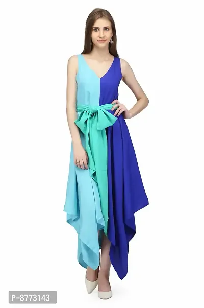 Women Georgette Solid Maxi Length Fit And Flare Dress