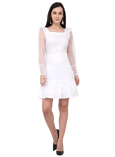 Solid Casual wear Crepe Dress