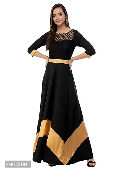 Women Crepe Solid Calf Length Fit And Flare Dress