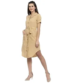 Women Crepe Solid Knee Length Fit And Flare Dress-thumb1