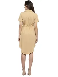 Women Crepe Solid Knee Length Fit And Flare Dress-thumb2