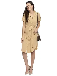 Women Crepe Solid Knee Length Fit And Flare Dress-thumb3