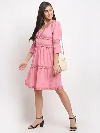 Women Crepe Solid Knee Length Fit And Flare Dress-thumb2