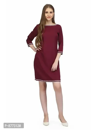 Women Crepe Solid Knee Length Fit And Flare Dress