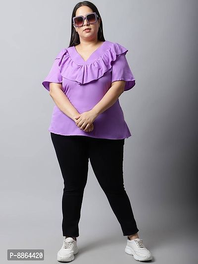 Stylish Crepe Purple Solid Casual Top For Women-thumb4