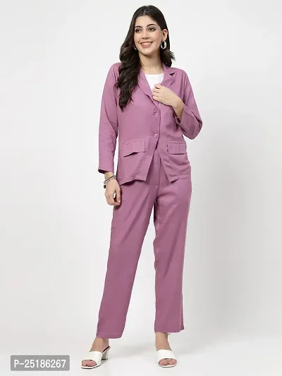 Contemporary Magenta Viscose Rayon Solid Co-Ords Set For Women-thumb0