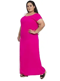 Flambeur Crepe Pink Fit  Flare Solid Dress for Women-thumb1