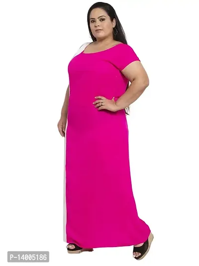 Flambeur Crepe Pink Fit  Flare Solid Dress for Women-thumb2