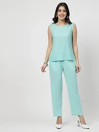 Contemporary Green Viscose Rayon Solid Co-Ords Set For Women-thumb4