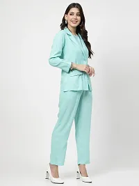 Contemporary Green Viscose Rayon Solid Co-Ords Set For Women-thumb1
