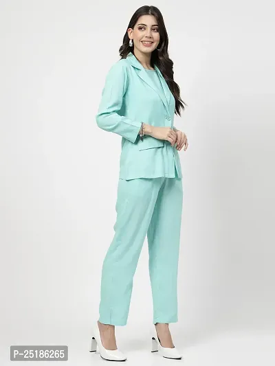 Contemporary Green Viscose Rayon Solid Co-Ords Set For Women-thumb2