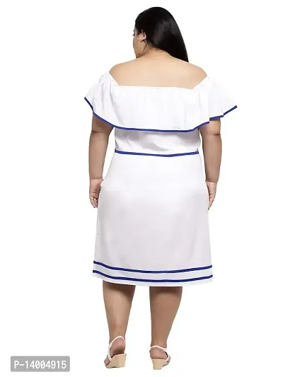 Flambeur Crepe White A Line Solid Dress for Women-thumb3